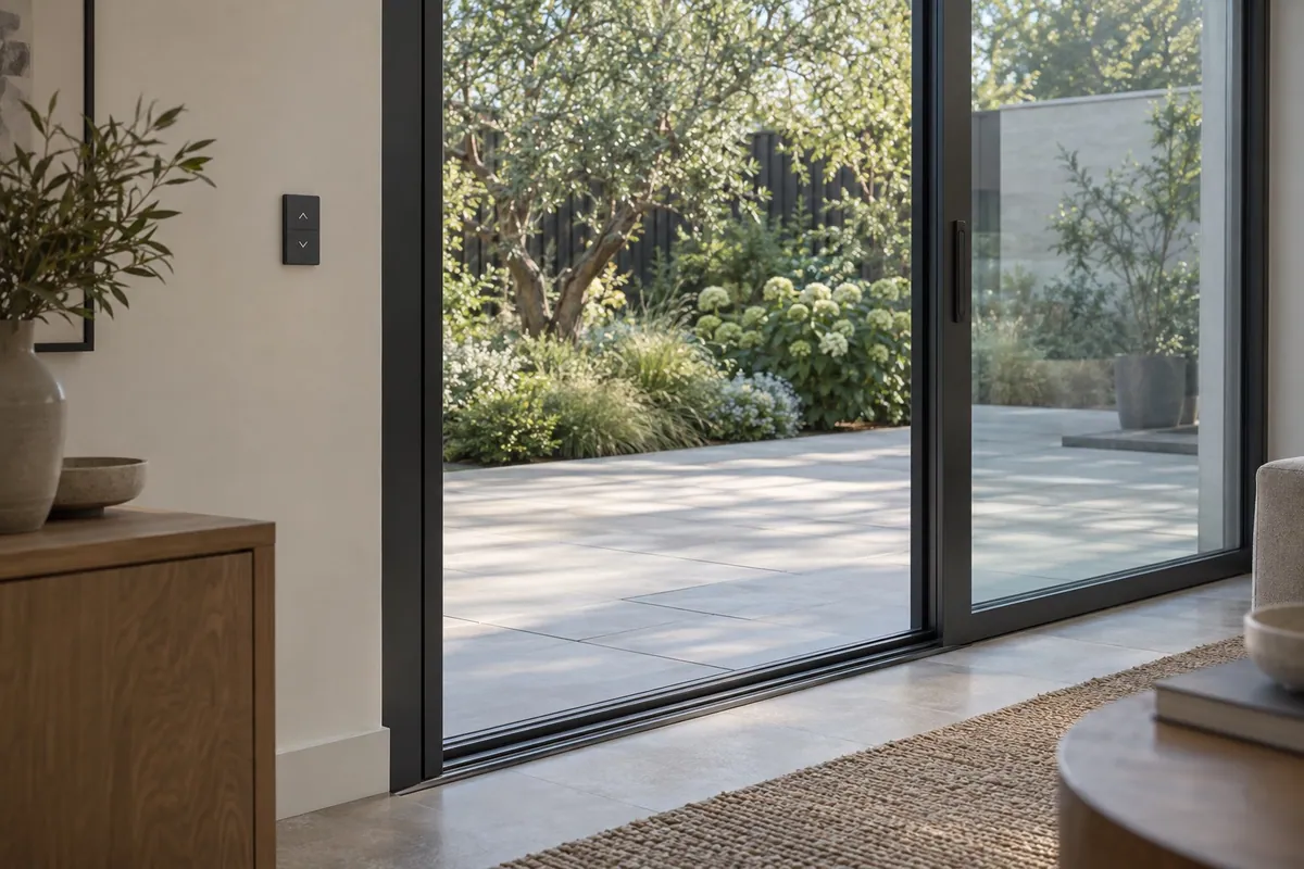 Sliding glazed door and local wall control