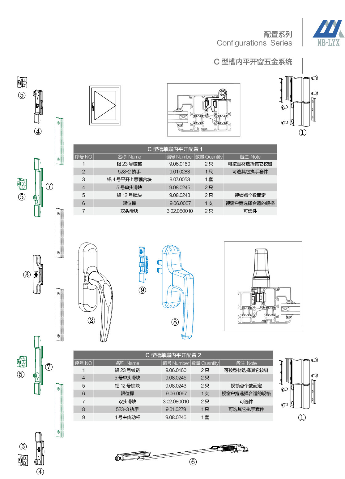 Aluminium casement drive and fitting configurations · AL · PDF 10 · right panel