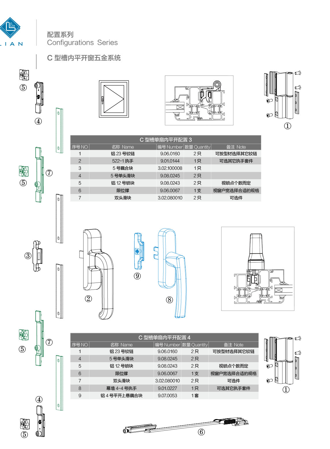 Aluminium casement drive and fitting configurations · AL · PDF 11 · left panel