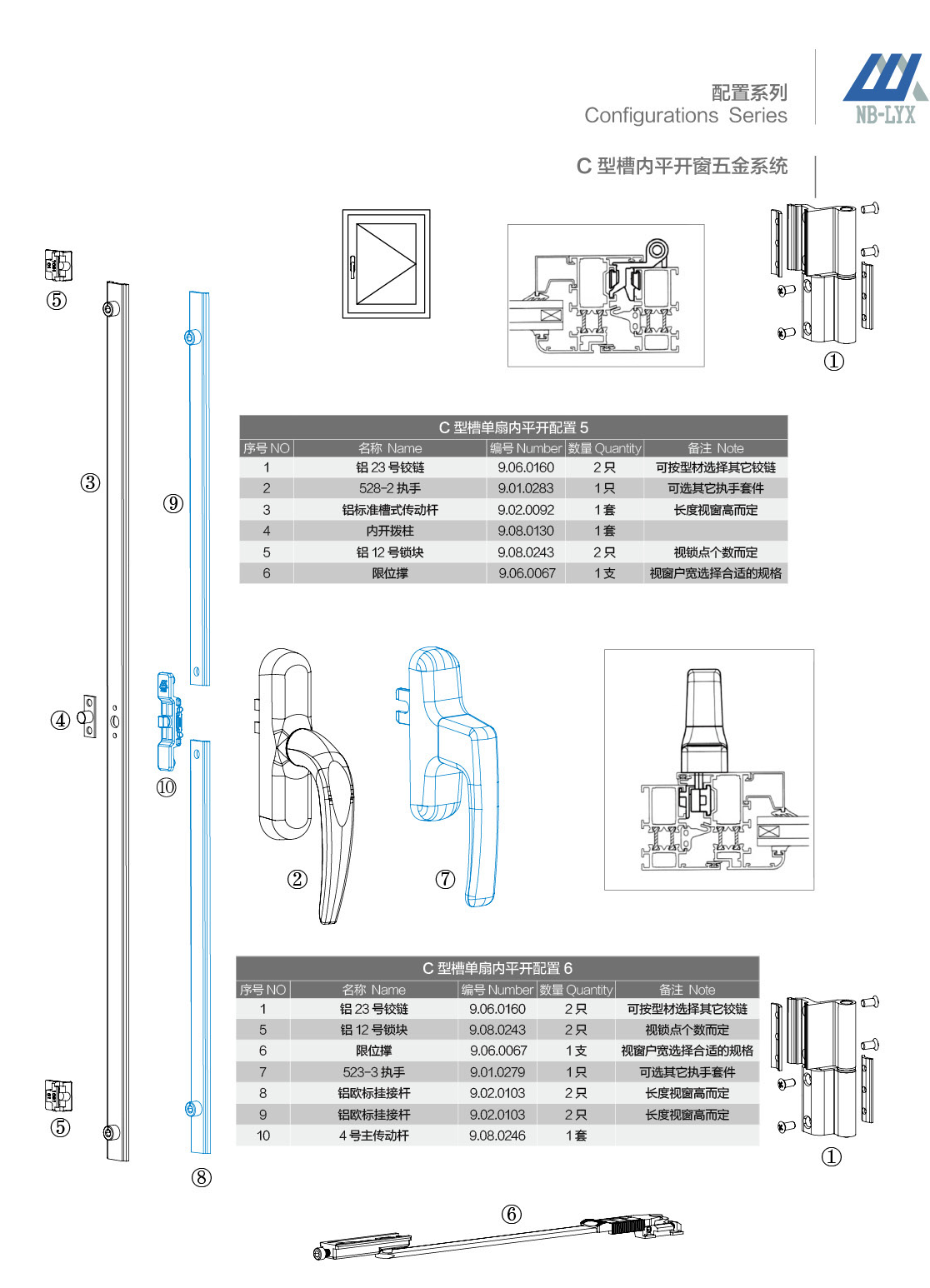 Aluminium casement drive and fitting configurations · AL · PDF 11 · right panel