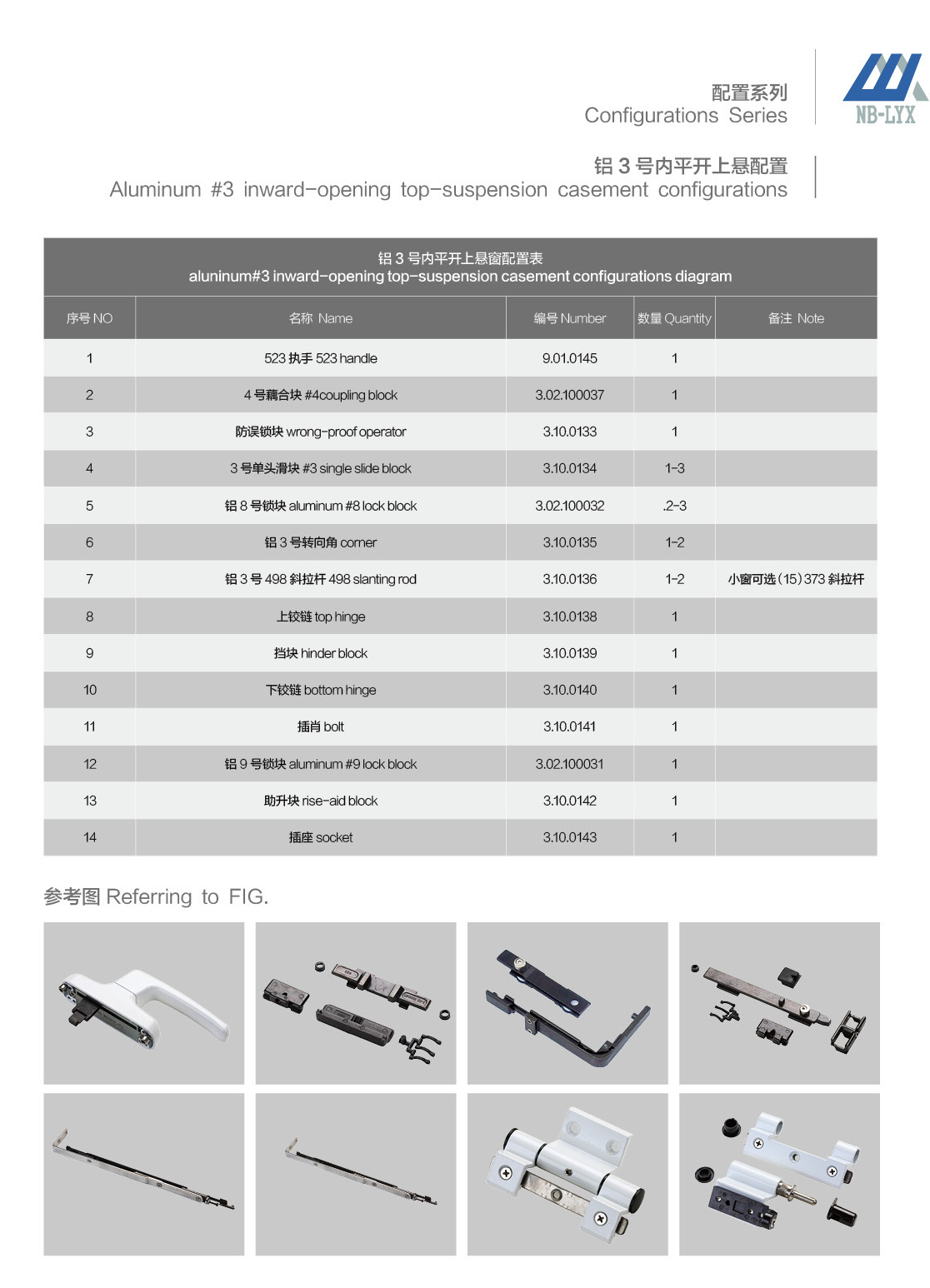 Aluminium tilt-and-turn configurations, machining and parts · AL · PDF 16 · right panel