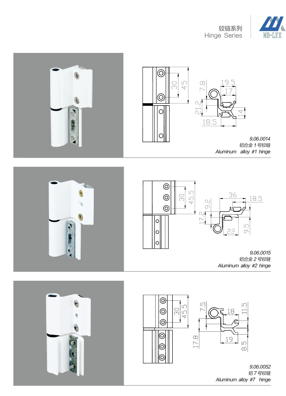 Aluminium profile hinge designs · AL · PDF 38 · right panel