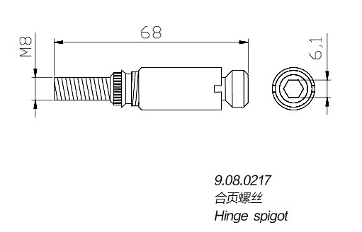 Threaded hinge spigot dimensions · AL · PDF 56 · right panel