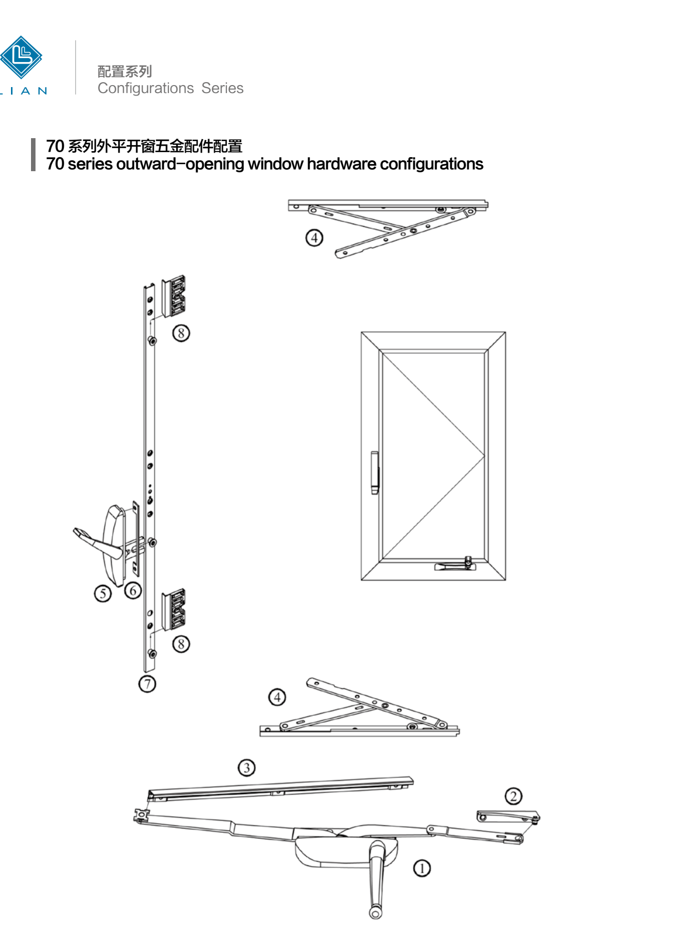 Crank-operated window installation configurations · OP · PDF 14 · left panel