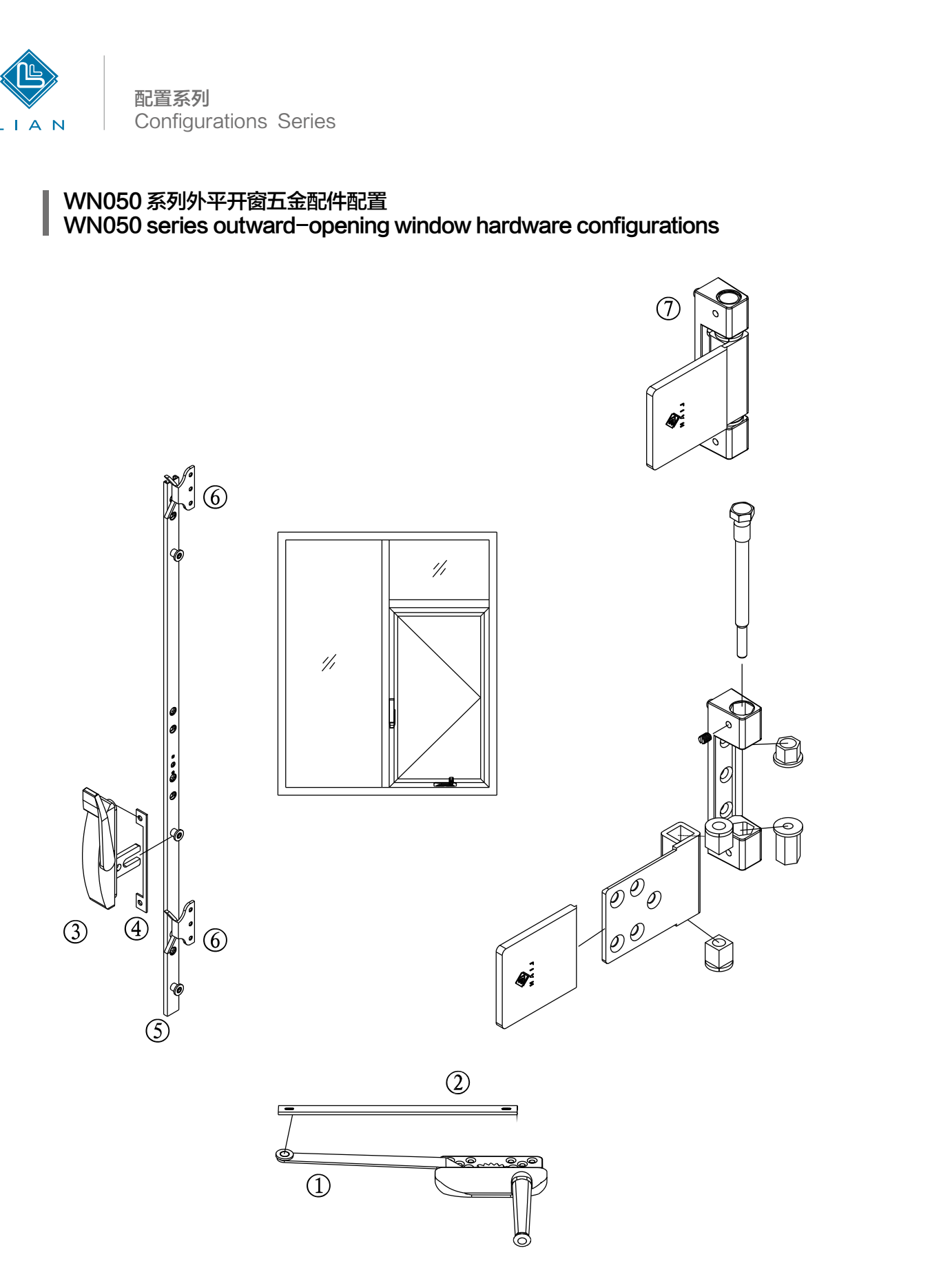 Crank-operated window installation configurations · OP · PDF 15 · left panel