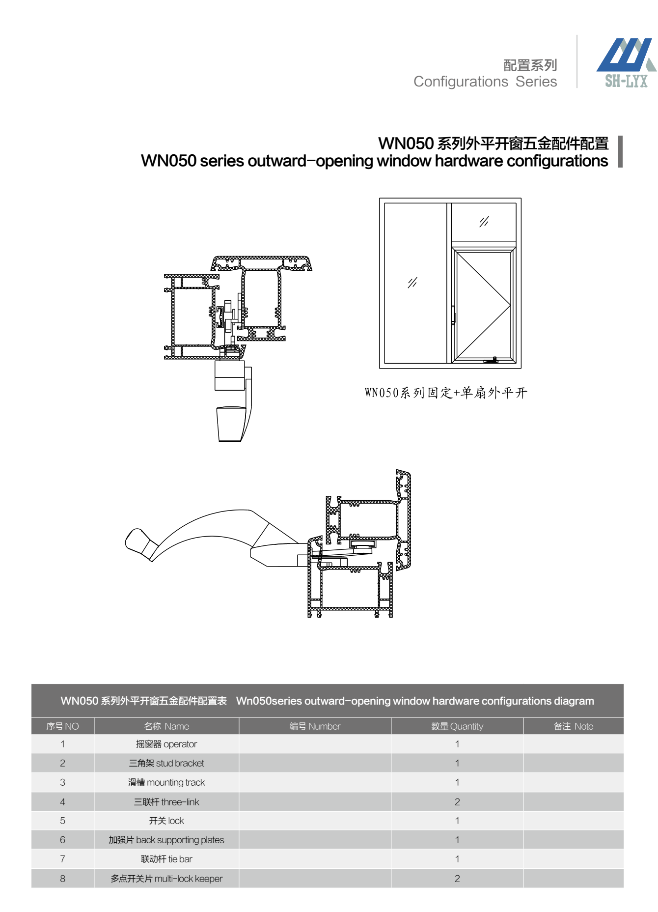 Crank-operated window installation configurations · OP · PDF 15 · right panel