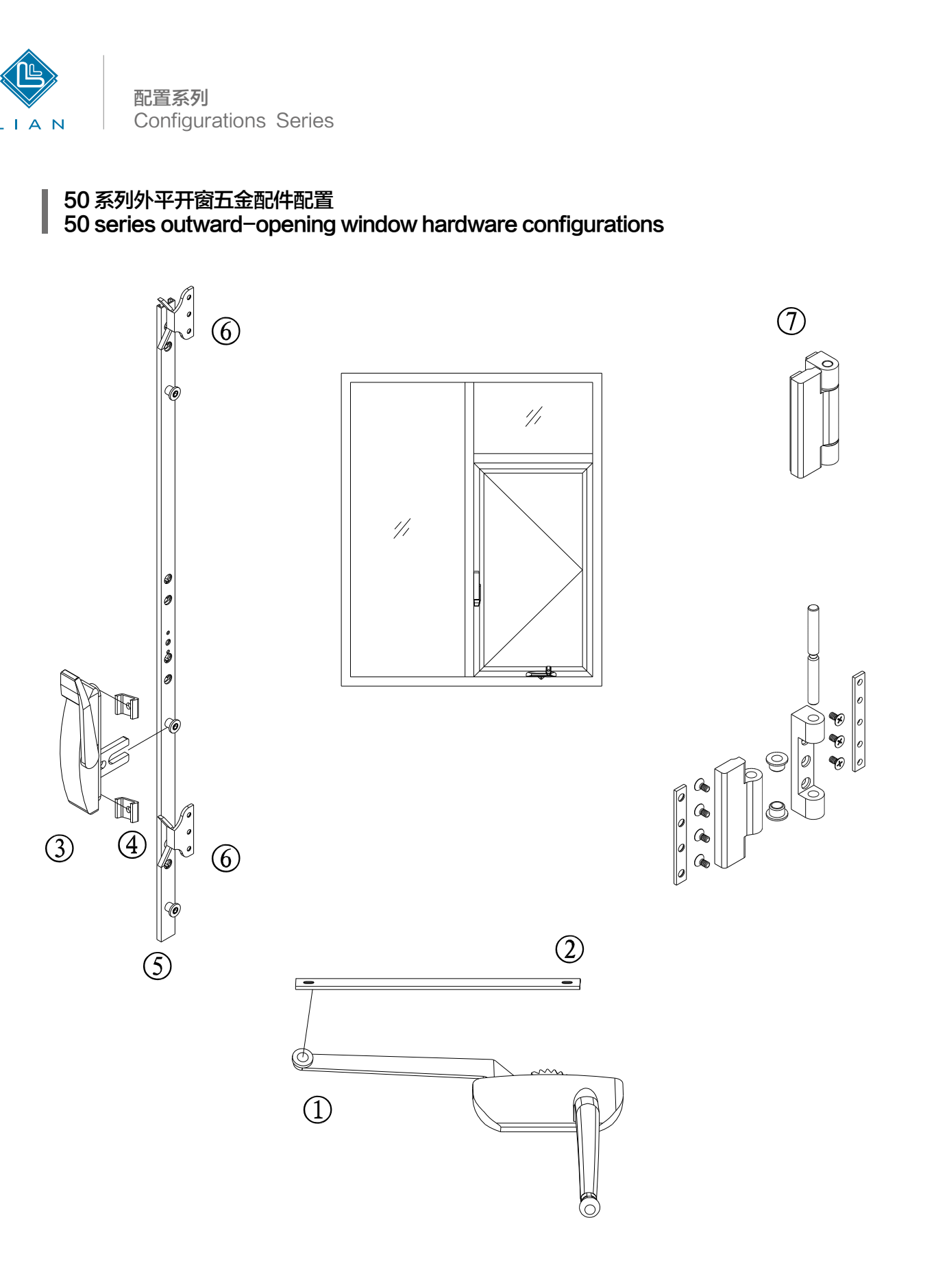Crank-operated window installation configurations · OP · PDF 16 · left panel