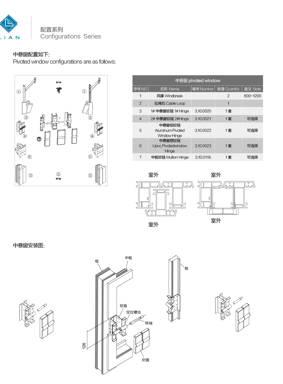 Centre-pivot window configuration · UPVC · PDF 8 · left panel