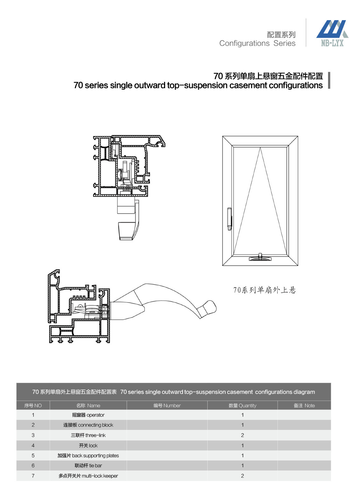 uPVC crank-operated window profiles and configurations · UPVC · PDF 13 · right panel