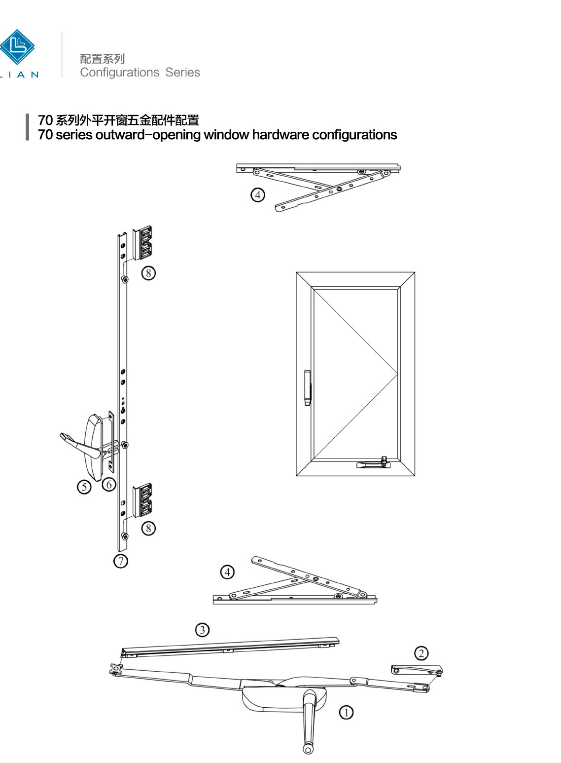 uPVC crank-operated window profiles and configurations · UPVC · PDF 15 · left panel