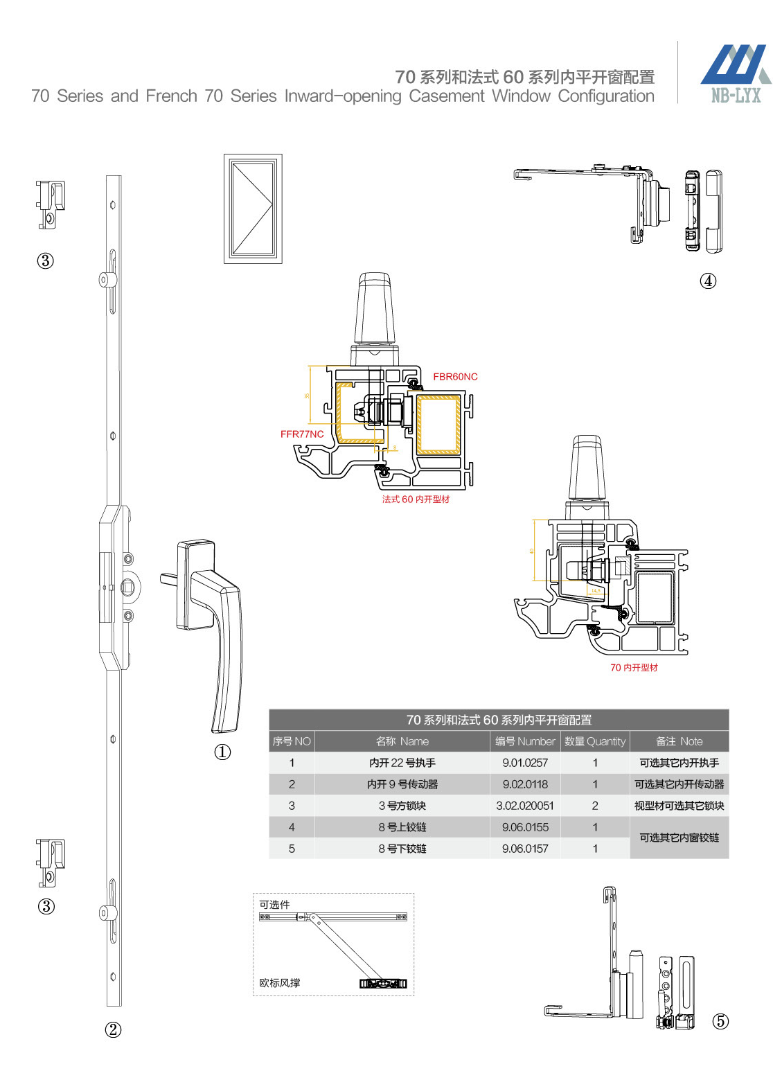 uPVC inward and outward-opening profile configurations · UPVC · PDF 18 · right panel