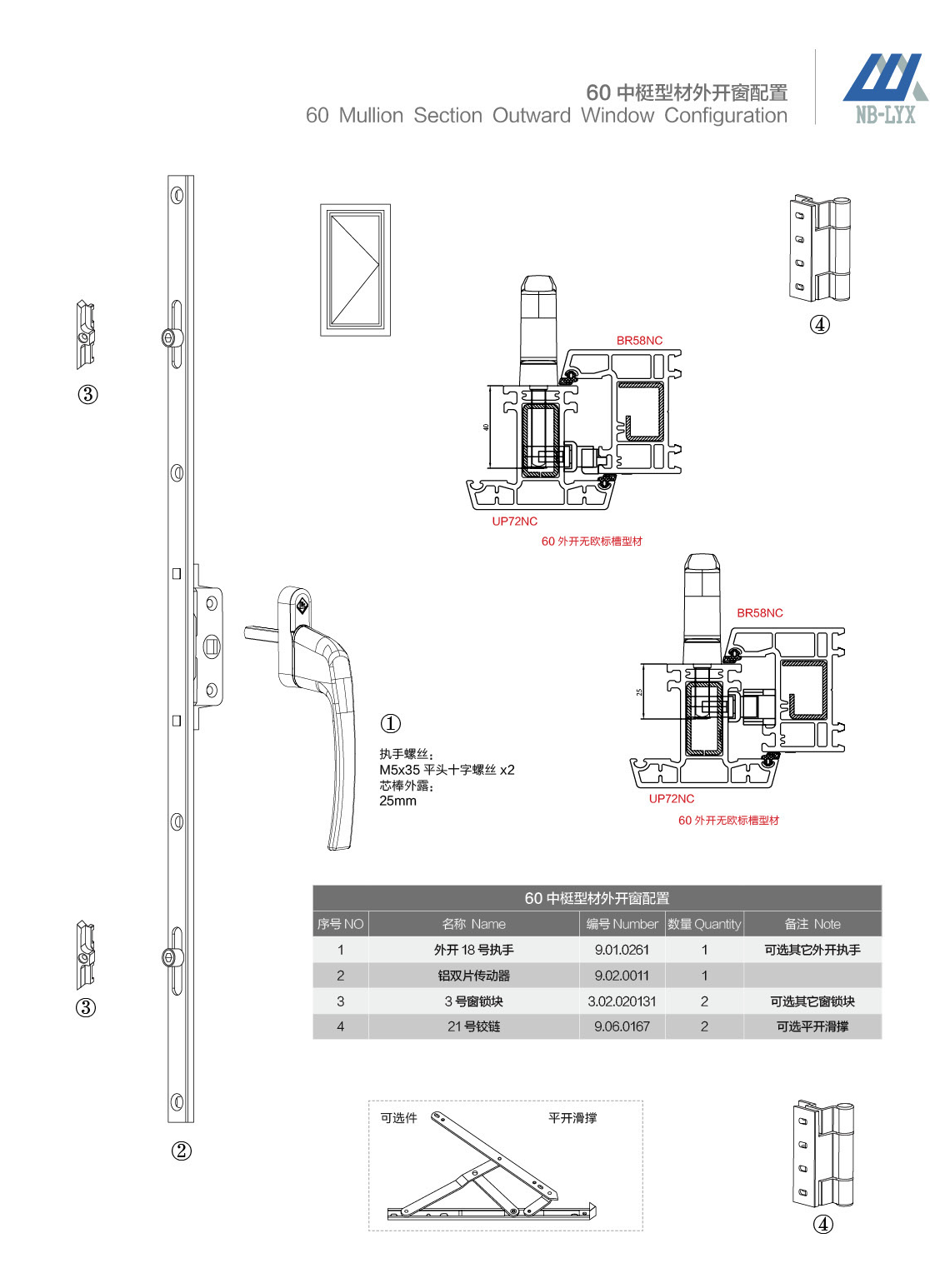 uPVC inward and outward-opening profile configurations · UPVC · PDF 20 · right panel
