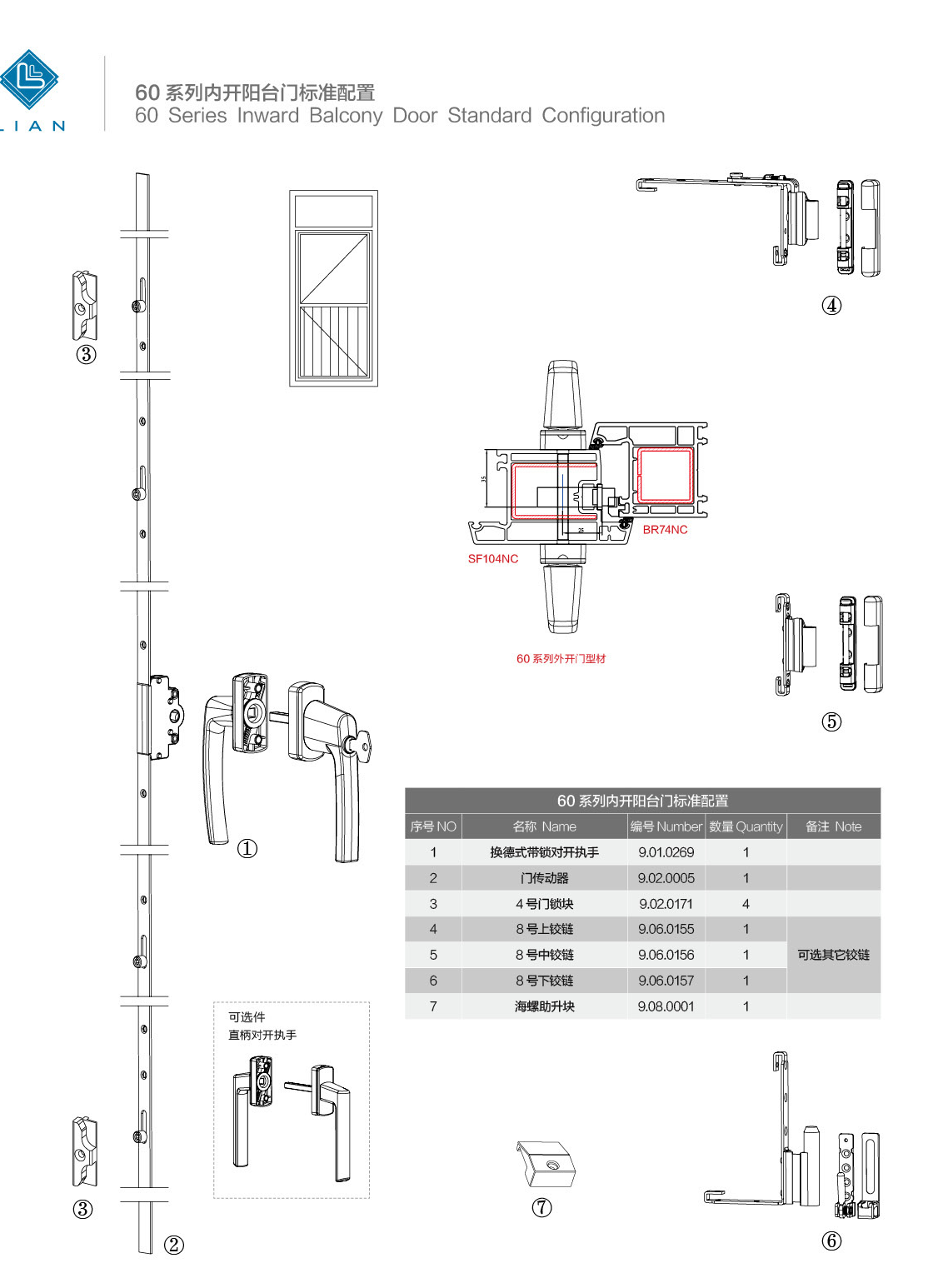 uPVC casement-door profile and lock configurations · UPVC · PDF 23 · left panel