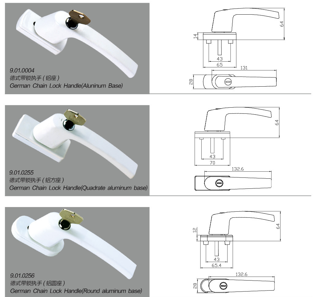 Key-locking inward-opening spindle handles · UPVC · PDF 28 · right panel