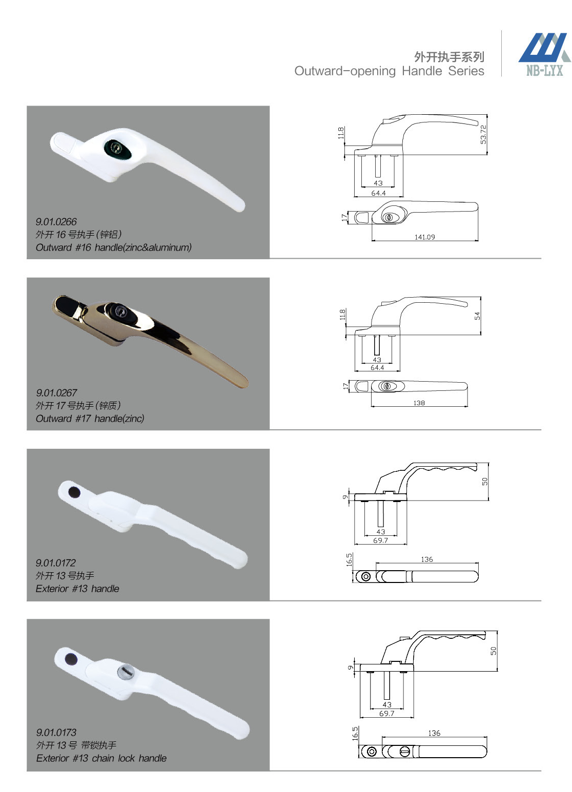 Profile-specific outward-opening handles · UPVC · PDF 32 · right panel