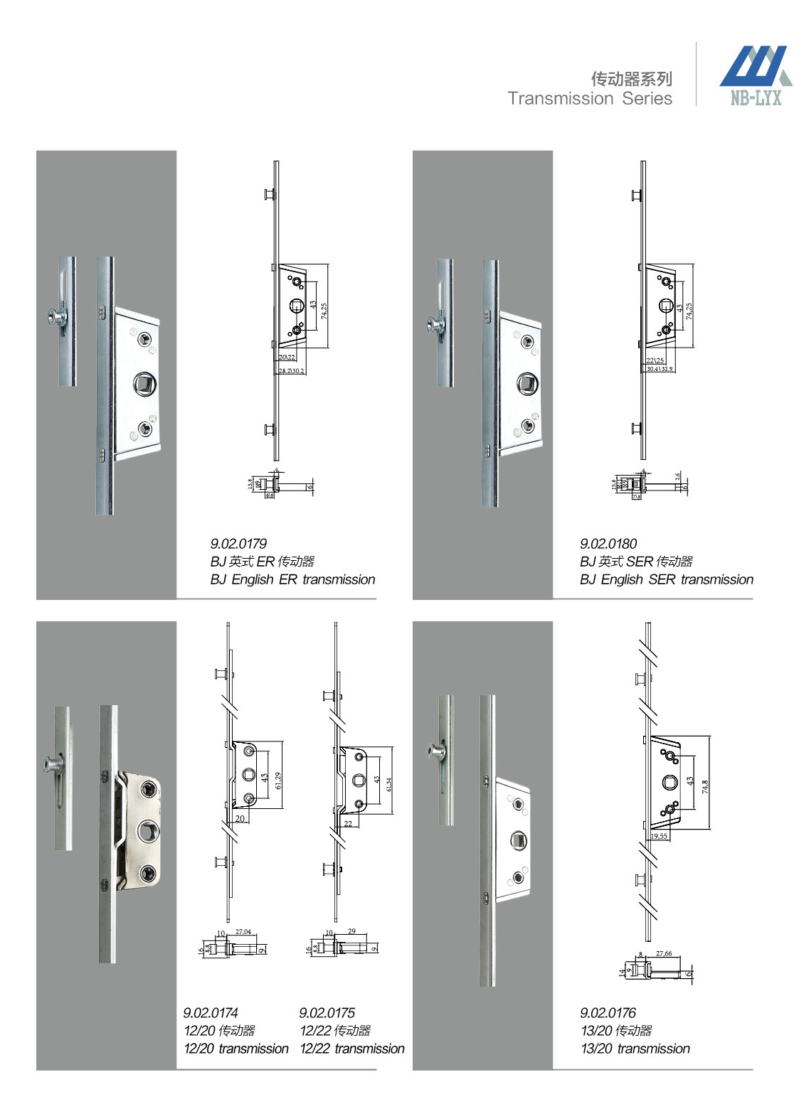 Espagnolette gearbox and backset variants · UPVC · PDF 42 · right panel
