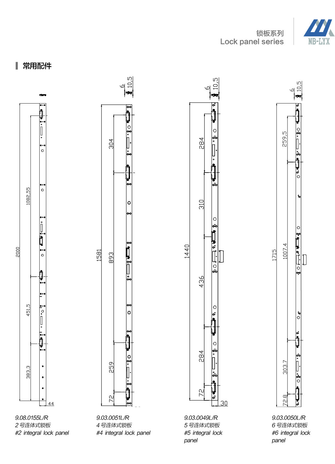 Long door-lock strike plates · UPVC · PDF 54 · right panel