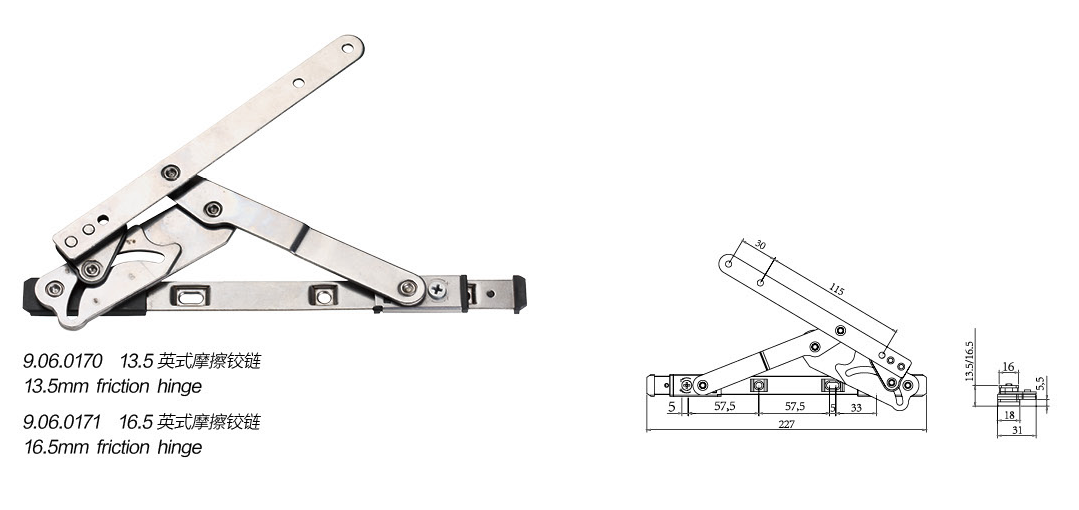British friction-stay stack-height references · UPVC · PDF 64 · left panel