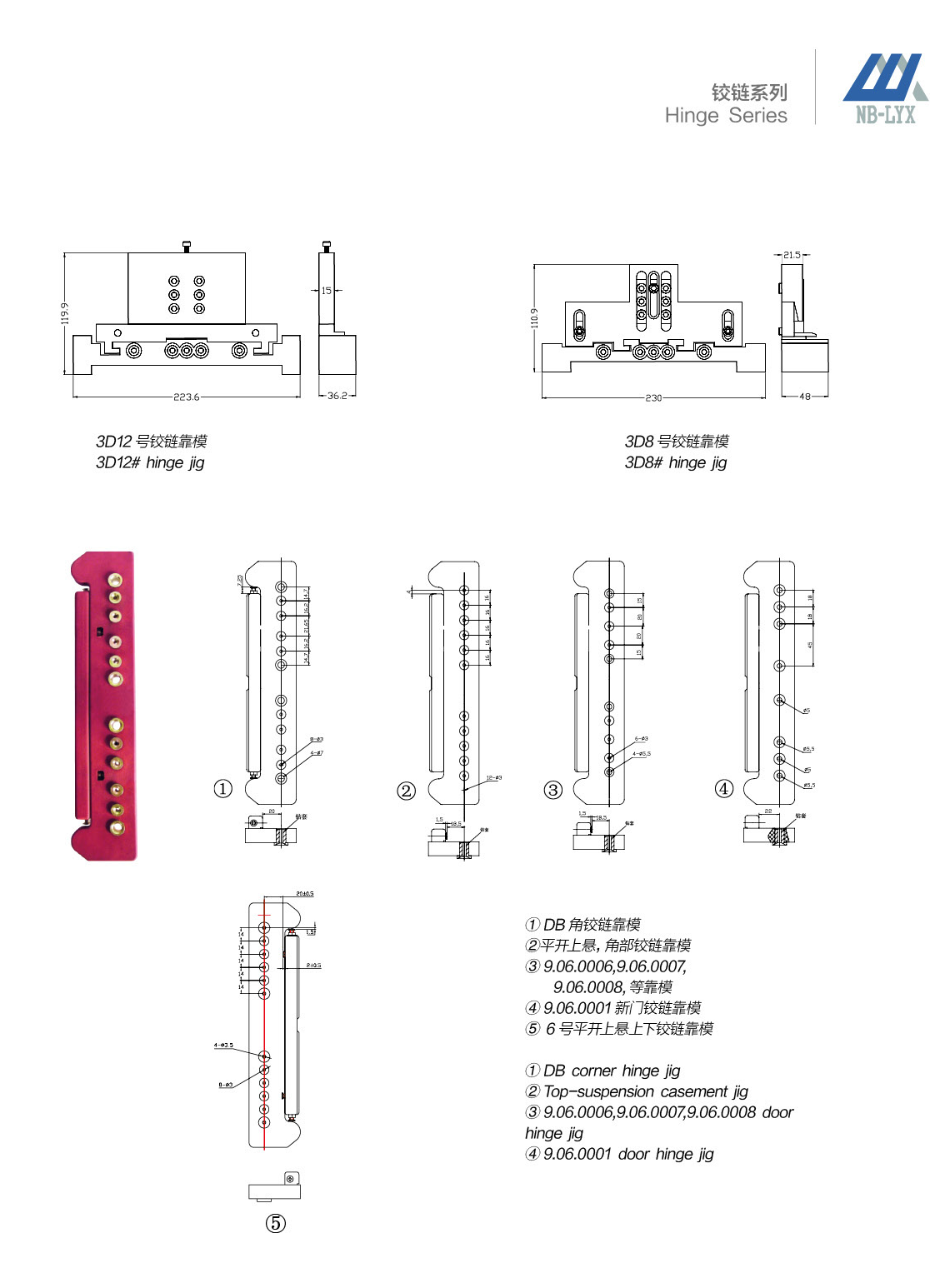 Hinge-specific drilling templates · UPVC · PDF 65 · right panel
