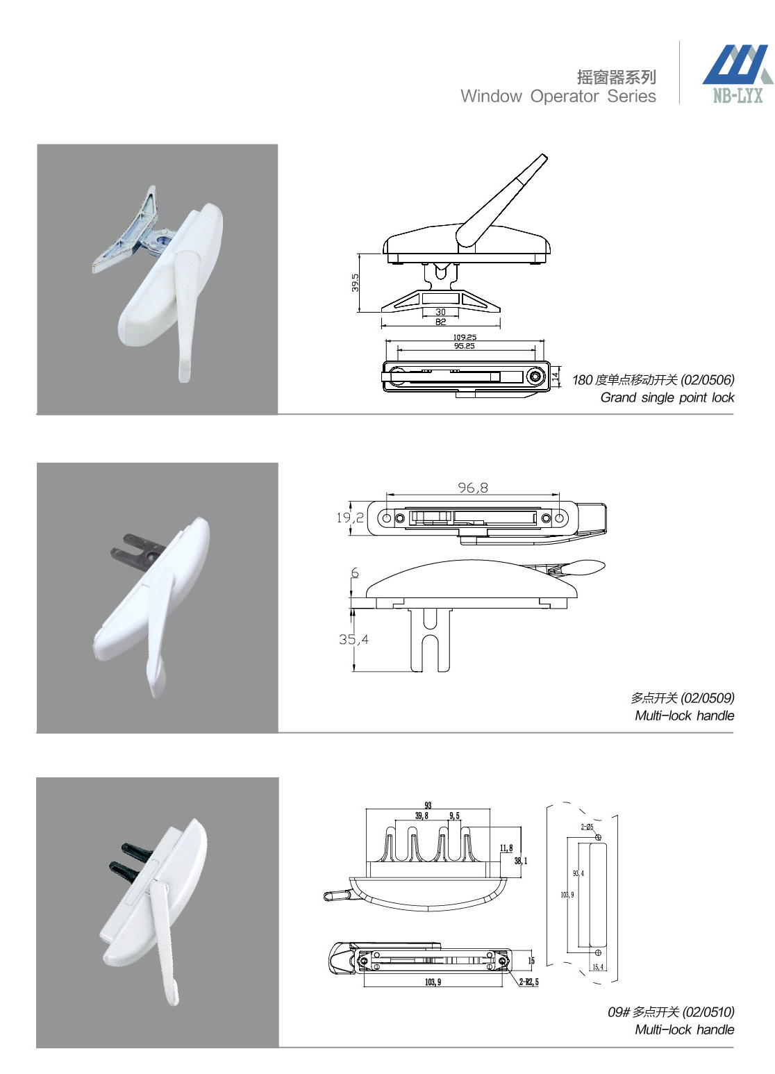 Single and multipoint casement lock handles · UPVC · PDF 79 · right panel