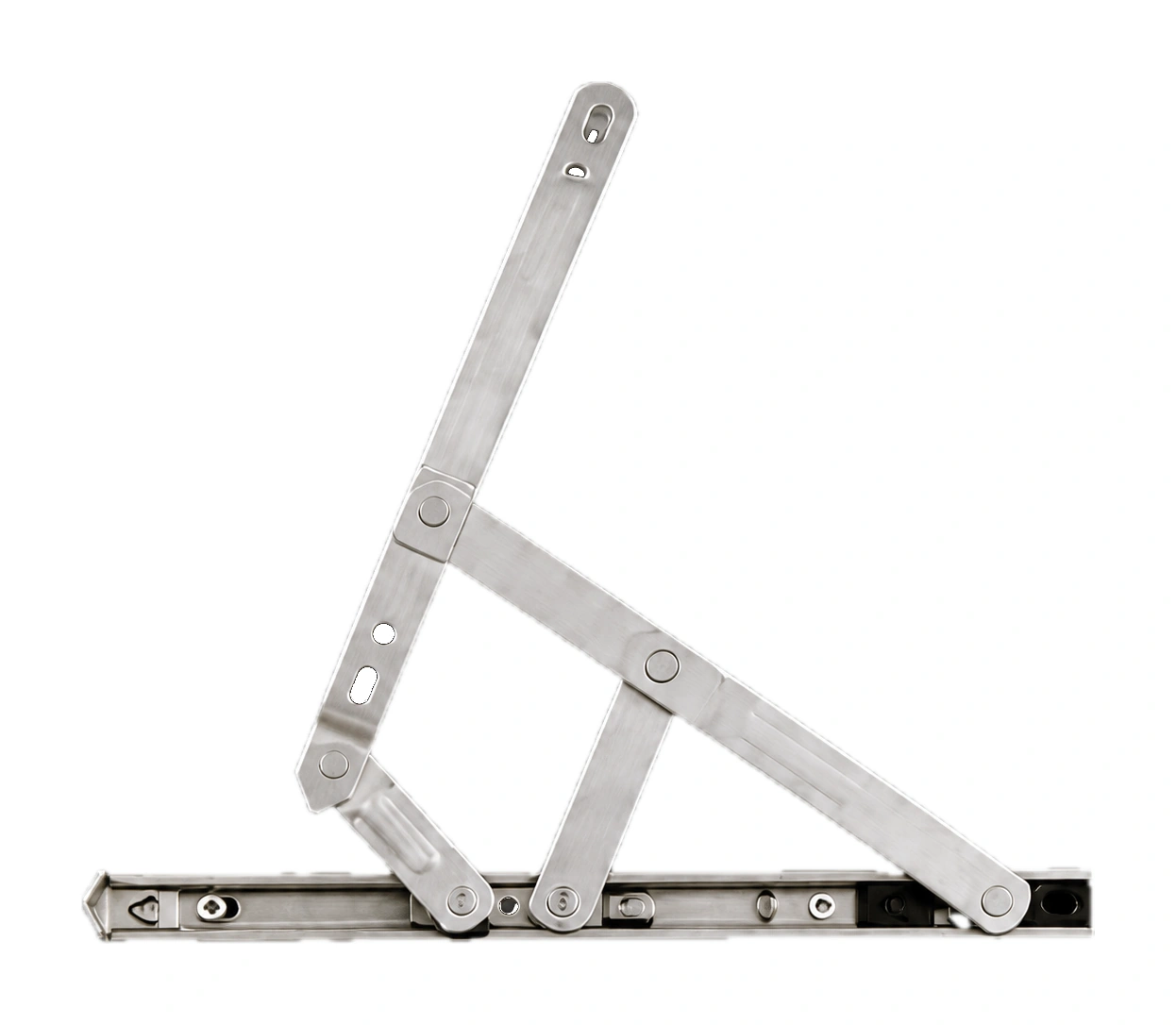 Four-bar friction stay — flat arm
