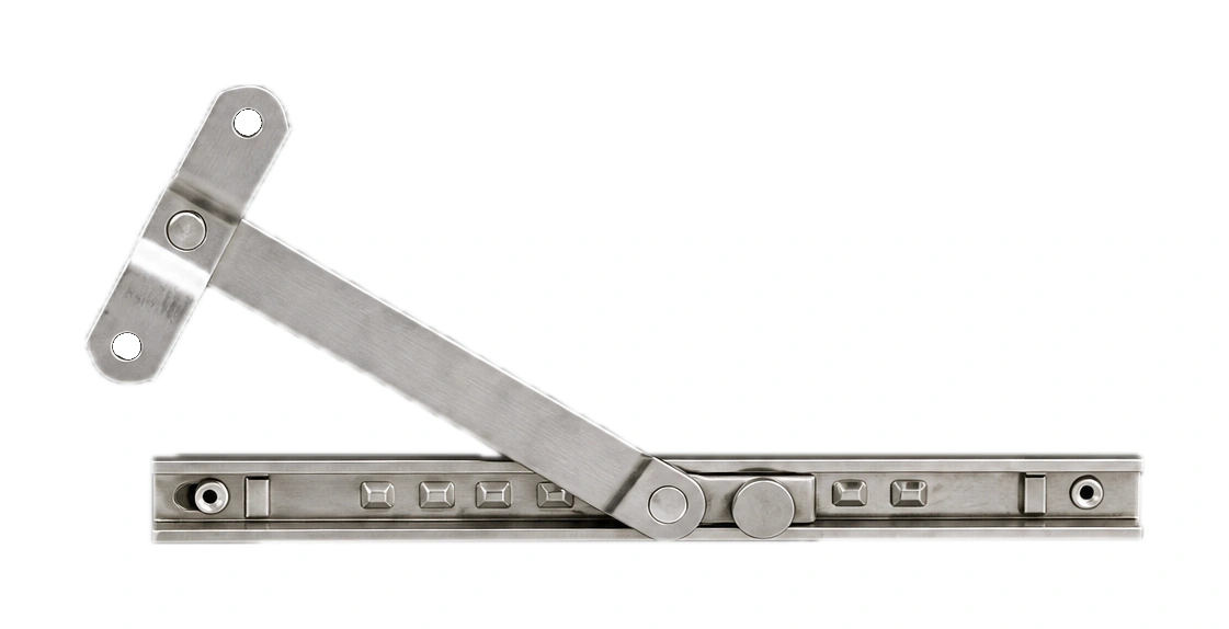 Two-bar window stay with cross fixing plate