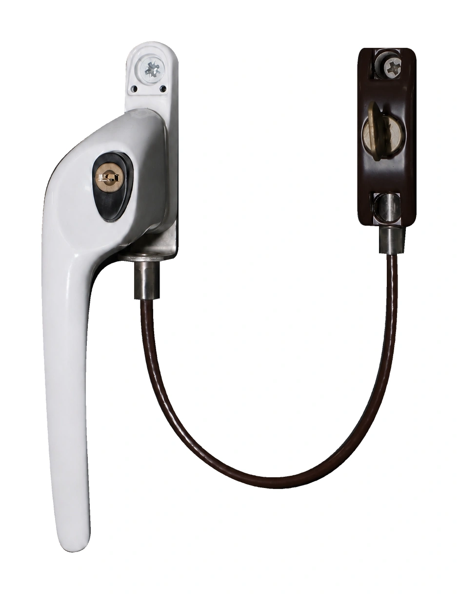 Window handle with cable restrictor